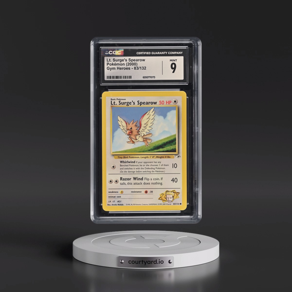 2000 Gym Heroes Lt. Surge's Spearow #83/132 CGC 9