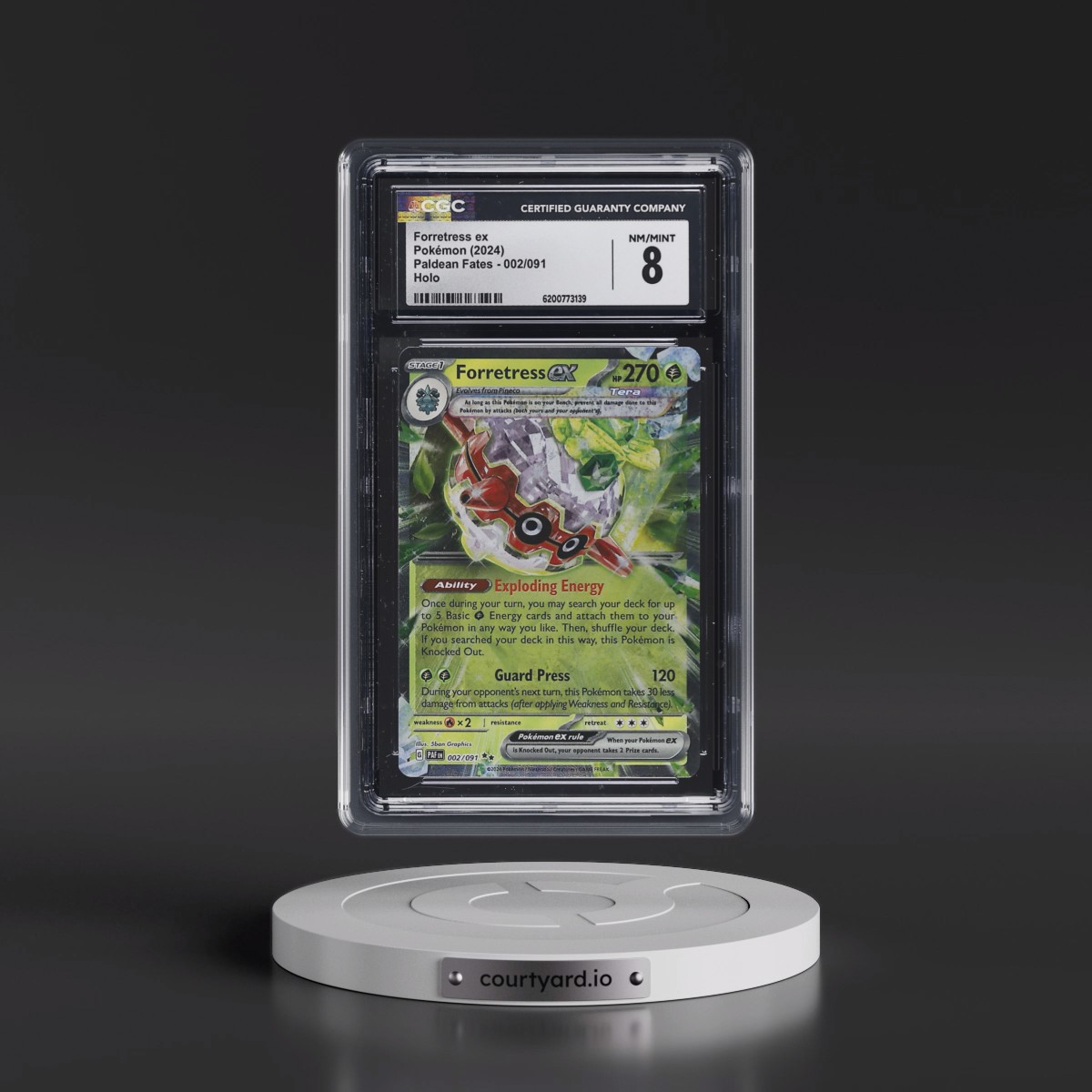 2024 Paldean Fates - PAF EN Forretress ex - Holo #002/091 CGC 8