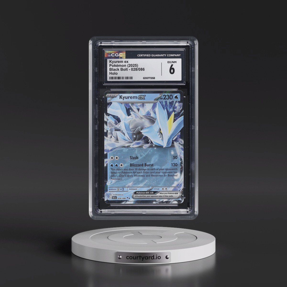2025 Black Bolt - BLK EN Kyurem ex - Holo #028/086 CGC 6