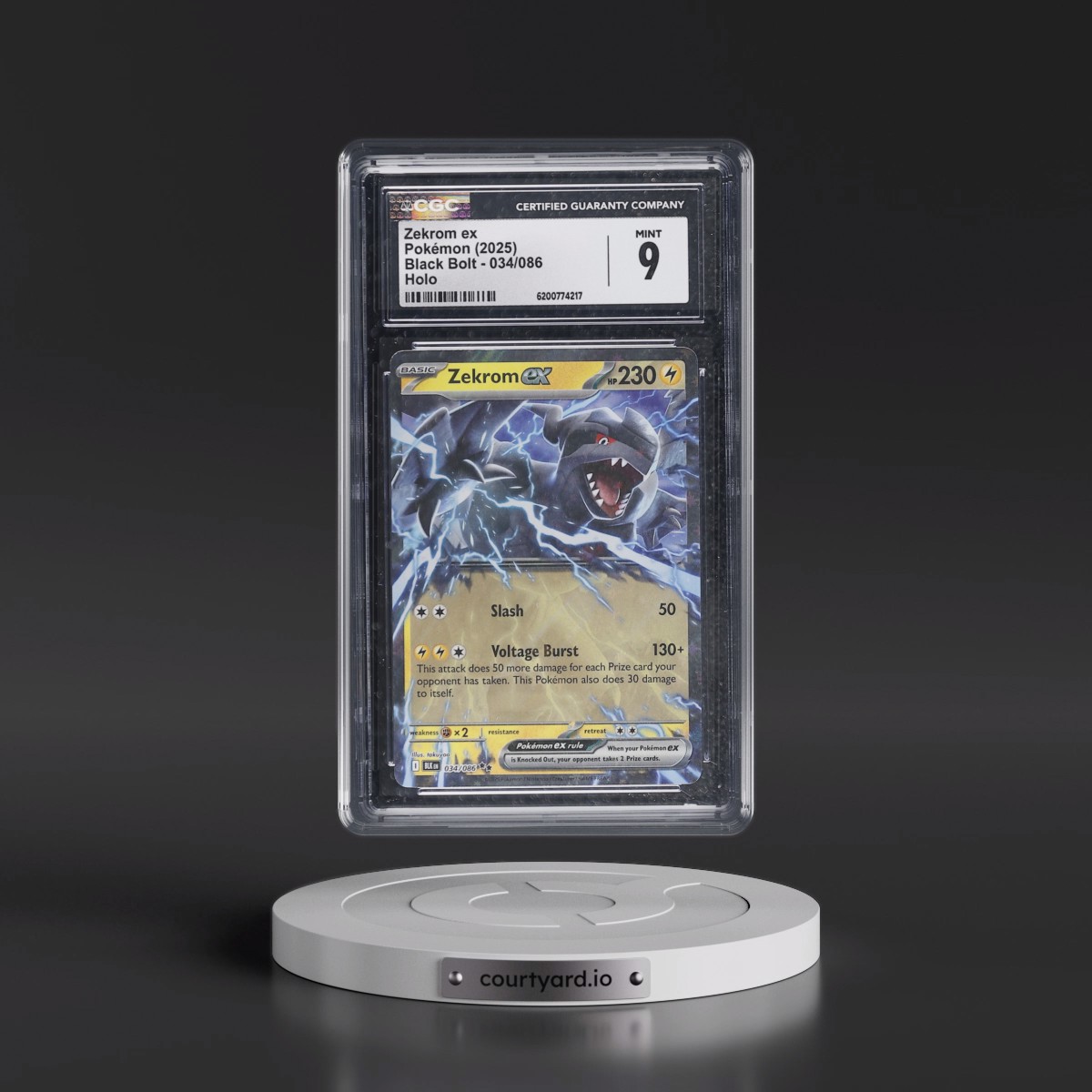 2025 Black Bolt - BLK EN Zekrom ex - Holo #034/086 CGC 9