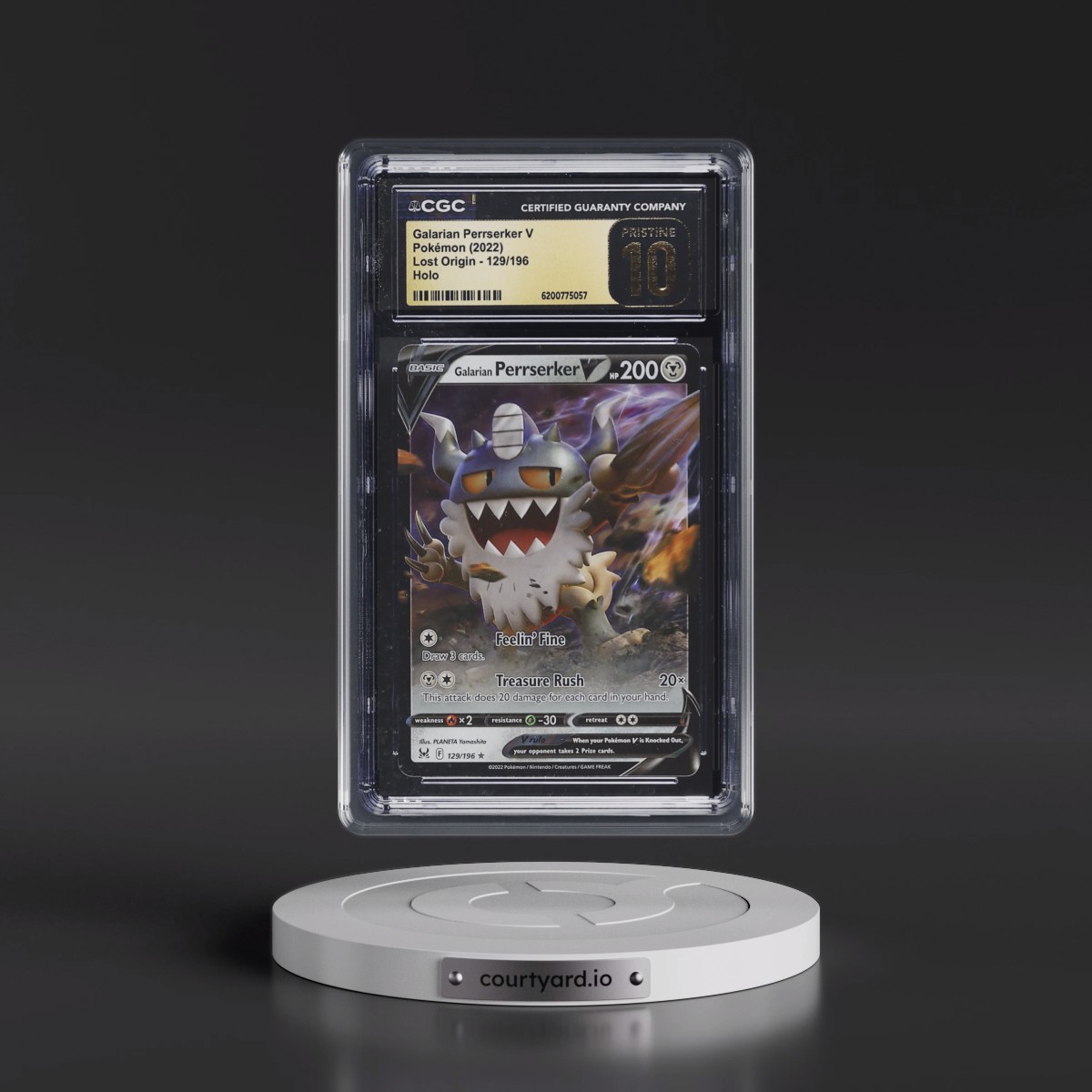 2022 Lost Origin #129/196 Galarian Perrserker V - Holo (CGC 10 PRISTINE)