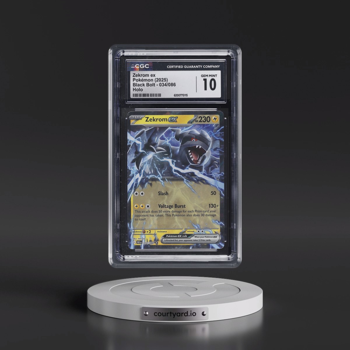2025 Black Bolt - BLK EN #034/086 Zekrom ex - Holo (CGC 10 GEM MINT)