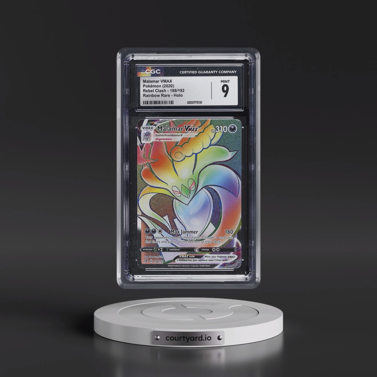 2020 Rebel Clash #198/192 Malamar VMAX - Rainbow Rare Holo (CGC 9 MINT)