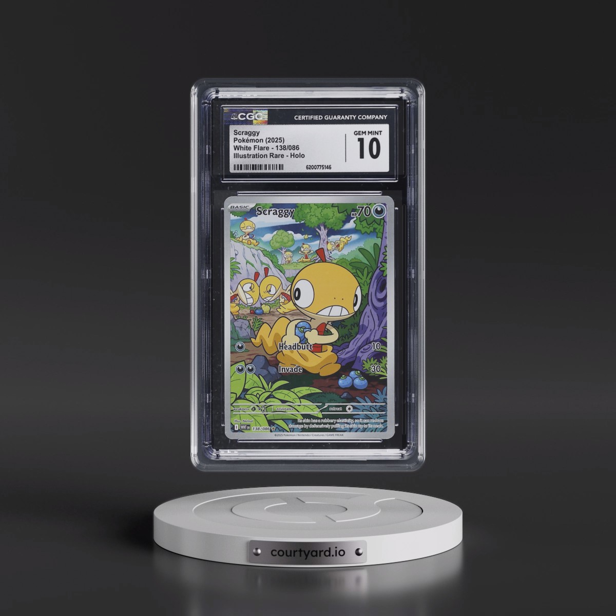 2025 White Flare - WHT EN #138/086 Scraggy - Illustration Rare Holo (CGC 10 GEM MINT)