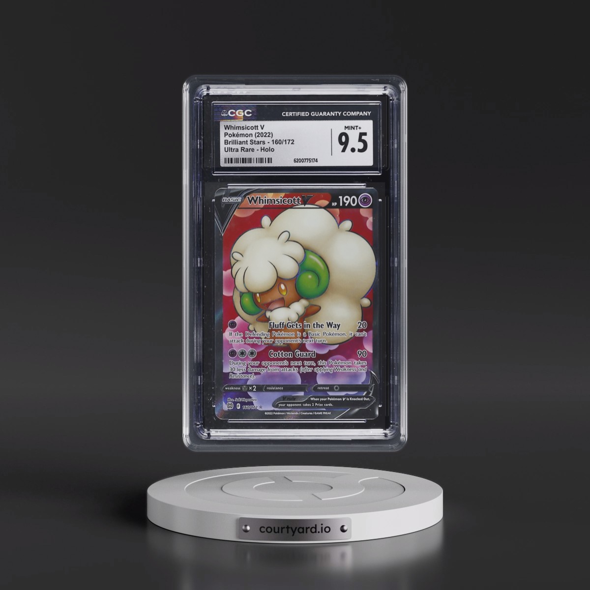 2022 Brilliant Stars #160/172 Whimsicott V - Ultra Rare Holo (CGC 9.5 MINT+)