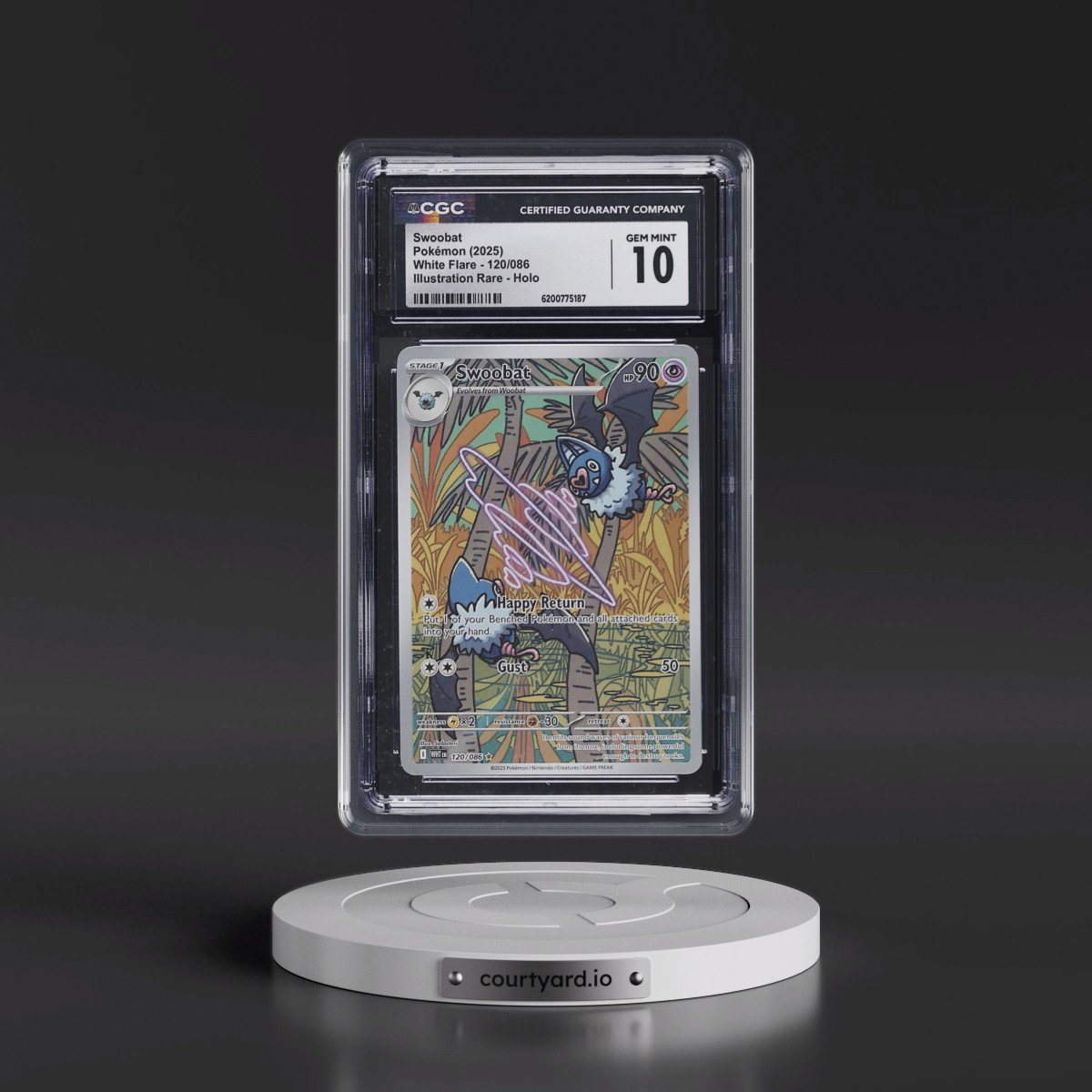 2025 White Flare - WHT EN #120/086 Swoobat - Illustration Rare Holo (CGC 10 GEM MINT)