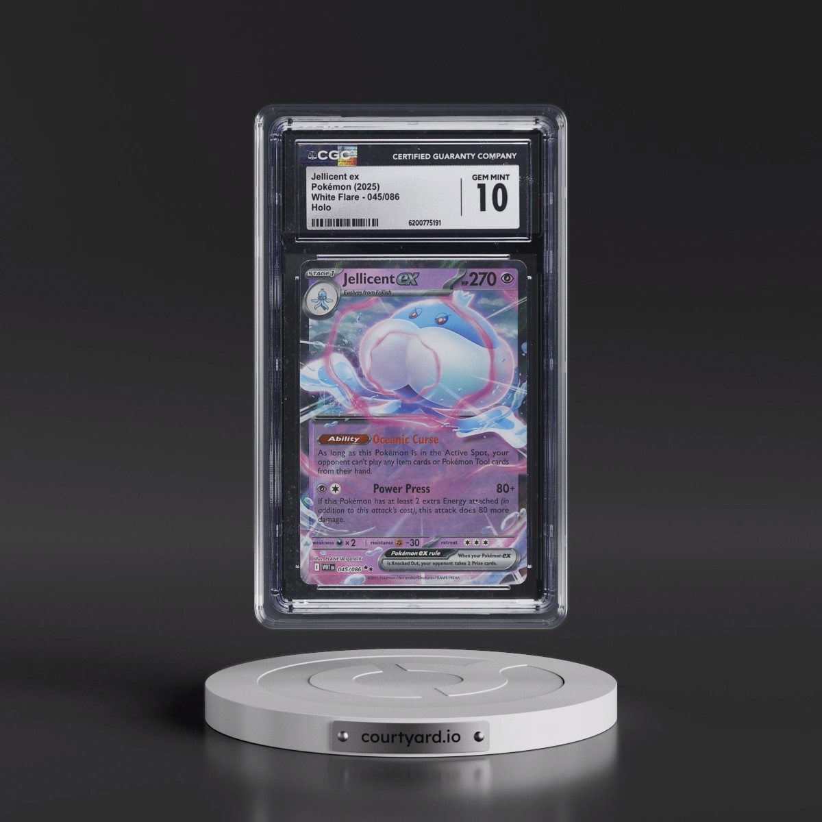 2025 White Flare - WHT EN #045/086 Jellicent ex - Holo (CGC 10 GEM MINT)