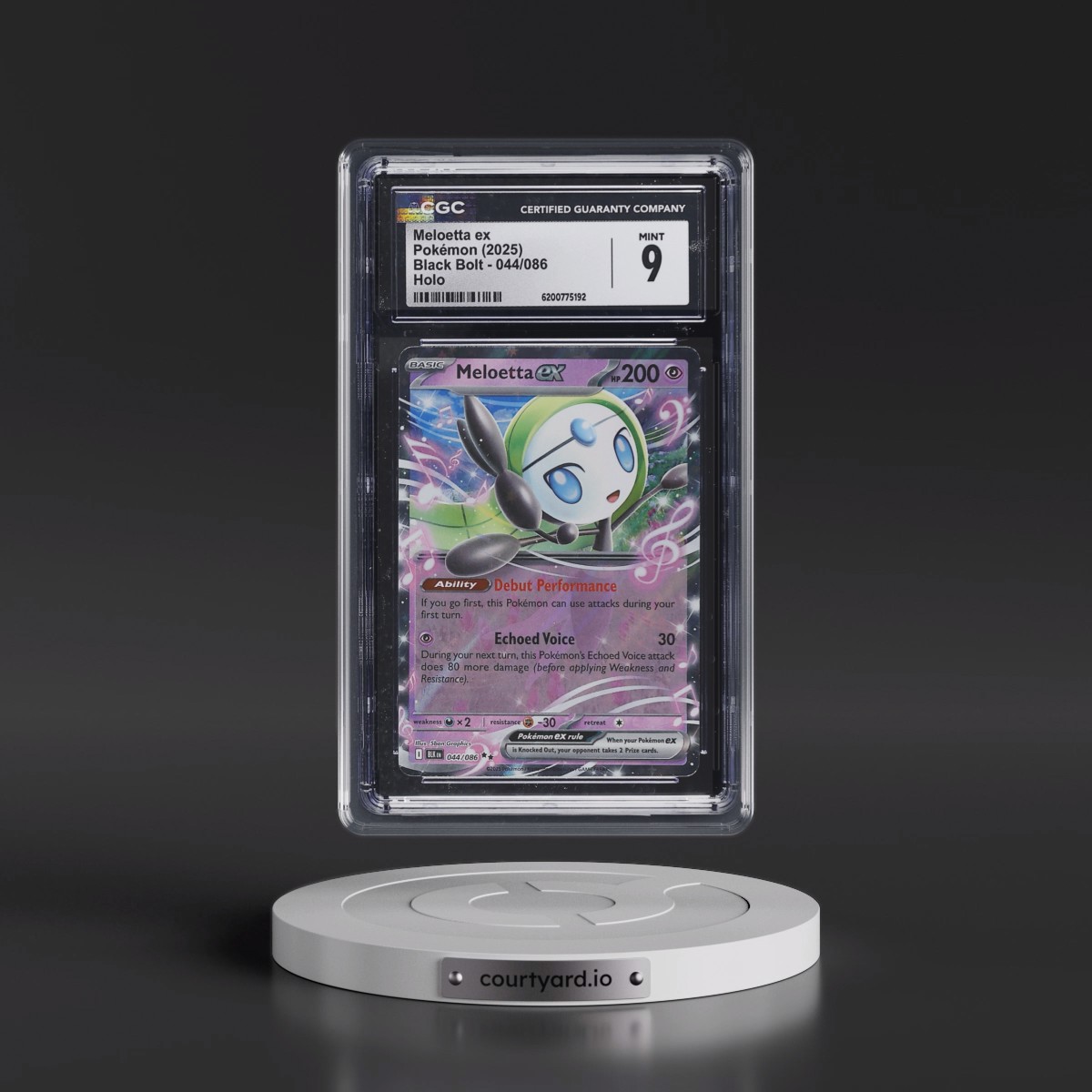 2025 Black Bolt - BLK EN Meloetta ex - Holo #044/086 CGC 9