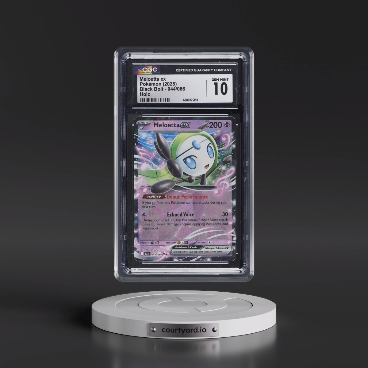 2025 Black Bolt - BLK EN #044/086 Meloetta ex - Holo (CGC 10 GEM MINT)