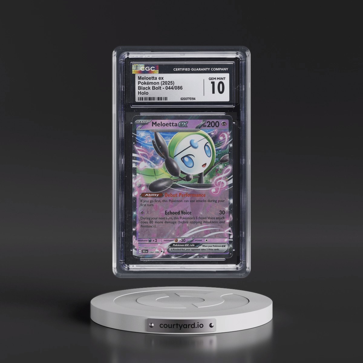 2025 Black Bolt - BLK EN #044/086 Meloetta ex - Holo (CGC 10 GEM MINT)