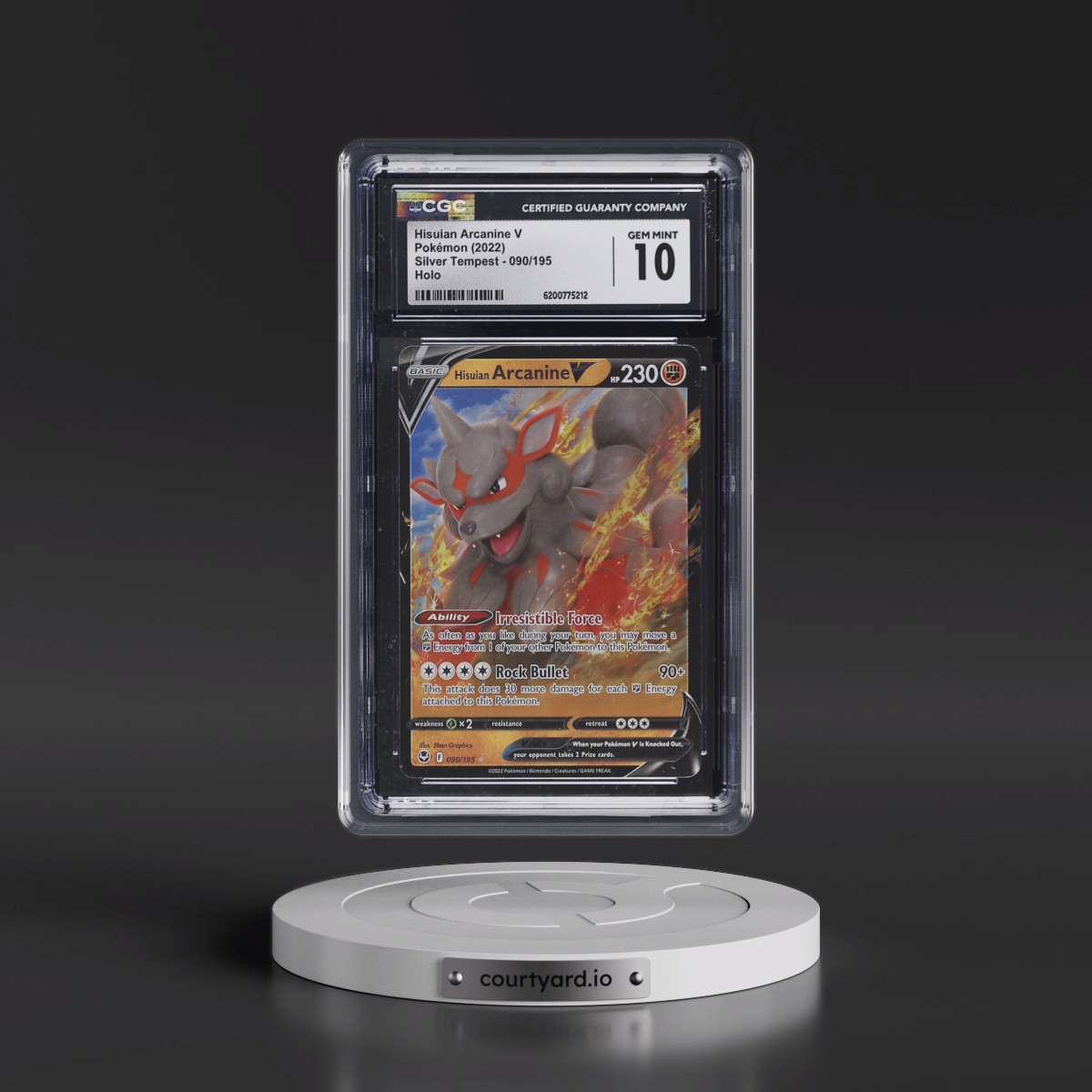 2022 Silver Tempest #090/195 Hisuian Arcanine V - Holo (CGC 10 GEM MINT)