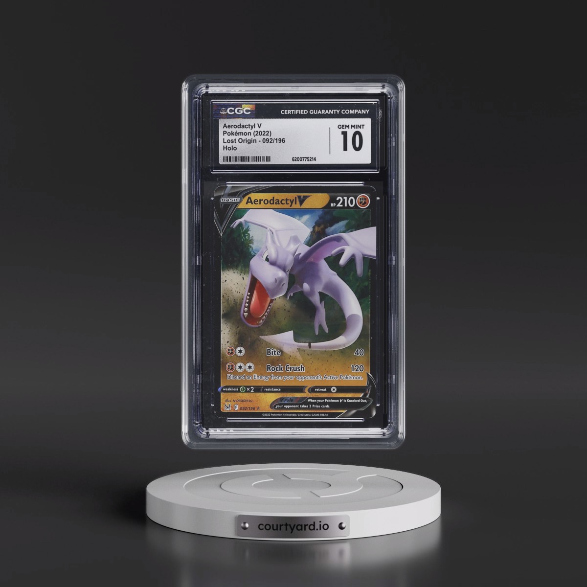 2022 Lost Origin #092/196 Aerodactyl V - Holo (CGC 10 GEM MINT)