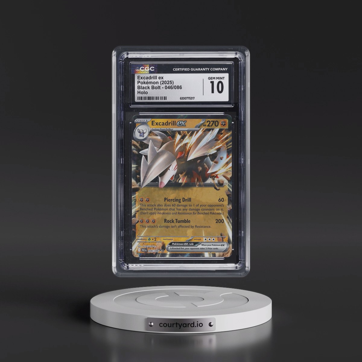 2025 Black Bolt - BLK EN #046/086 Excadrill ex - Holo (CGC 10 GEM MINT)