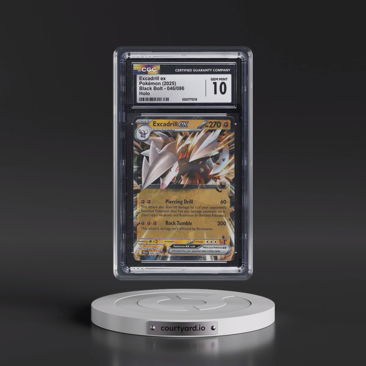 2025 Black Bolt - BLK EN #046/086 Excadrill ex - Holo (CGC 10 GEM MINT)