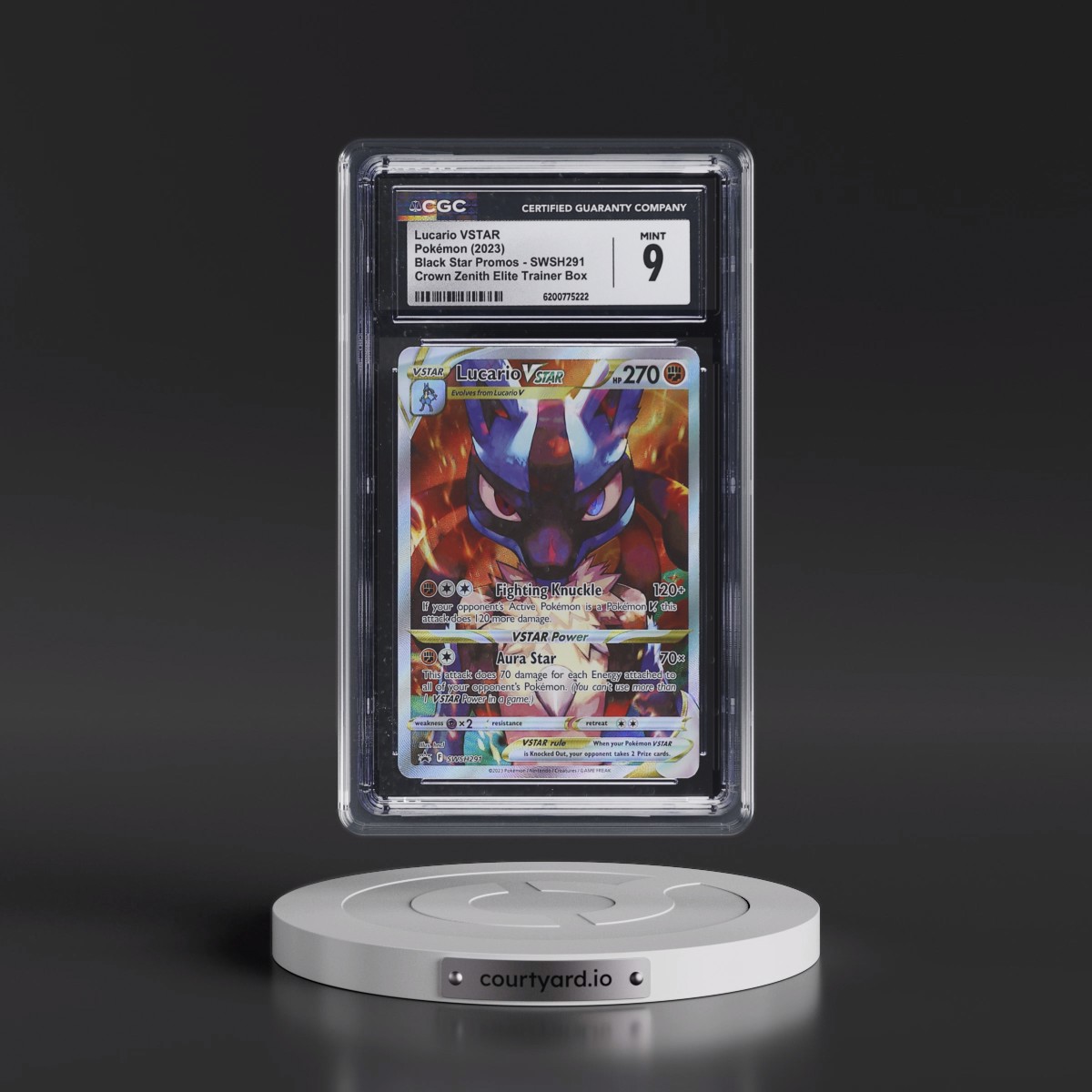 2017 Black Star Promos - Sword & Shield #SWSH291 Lucario VSTAR - Crown Zenith Elite Trainer Box (Holo) (CGC 9 MINT)