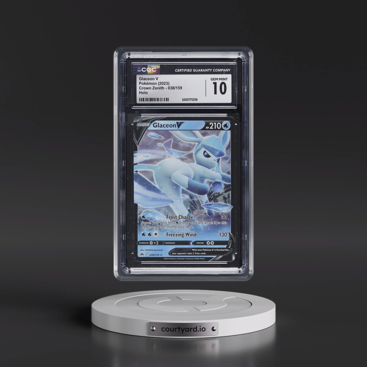 2023 Crown Zenith #038/159 Glaceon V - Holo (CGC 10 GEM MINT)