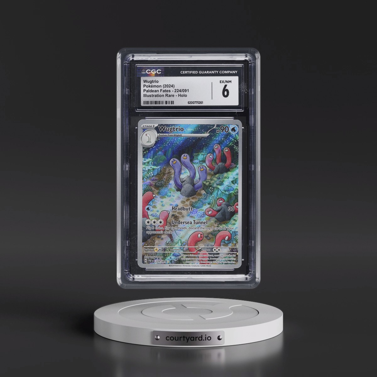 2024 Paldean Fates - PAF EN #224/091 Wugtrio - Illustration Rare Holo (CGC 6 EX-NM)
