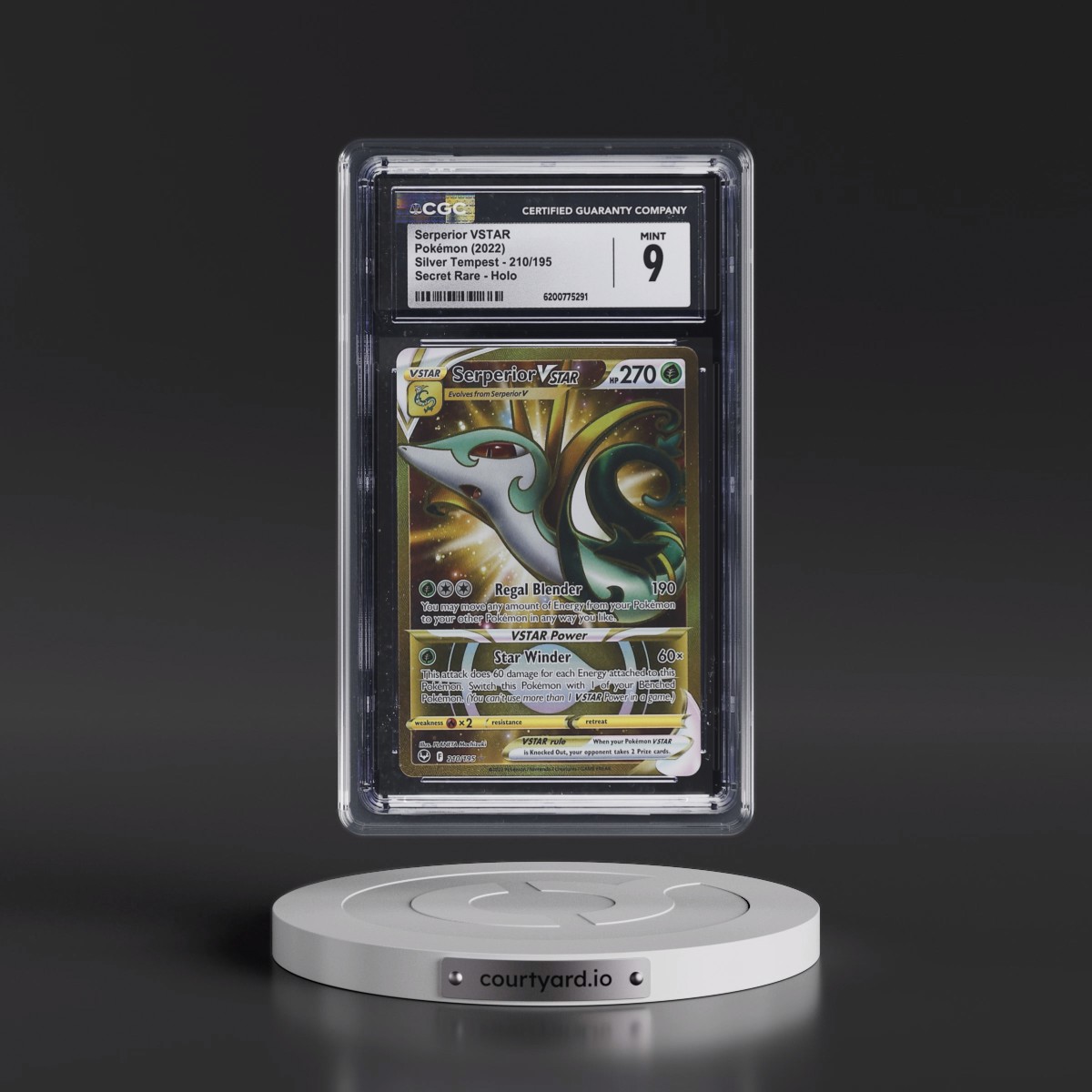 2022 Silver Tempest #210/195 Serperior VSTAR - Secret Rare Holo (CGC 9 MINT)