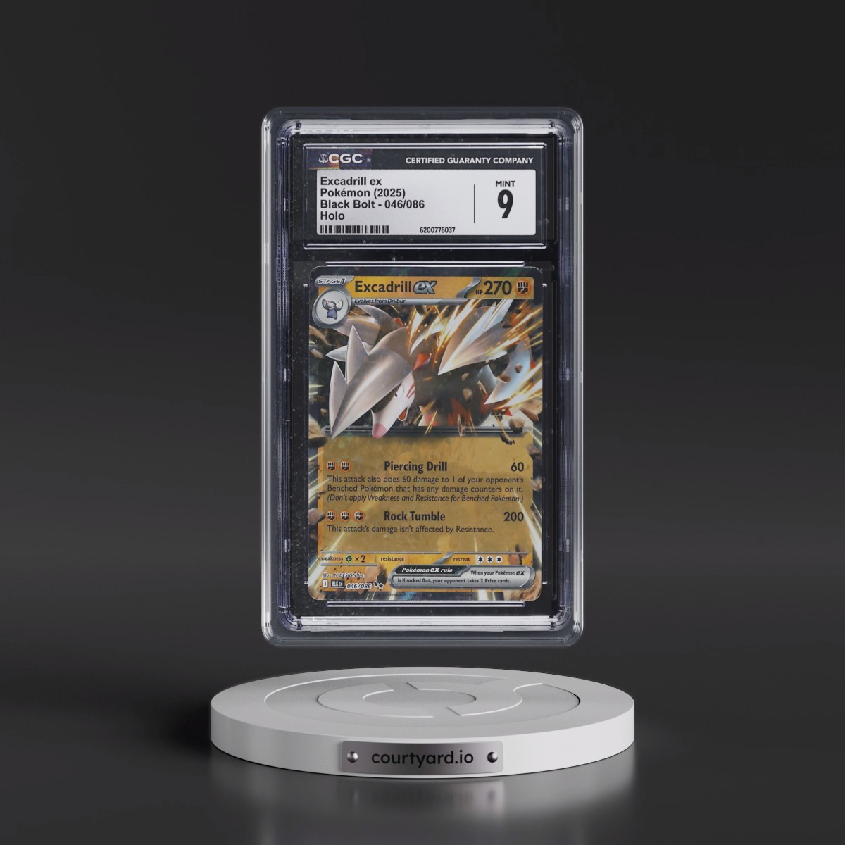 2025 Black Bolt - BLK EN #046/086 Excadrill ex - Holo (CGC 9 MINT)