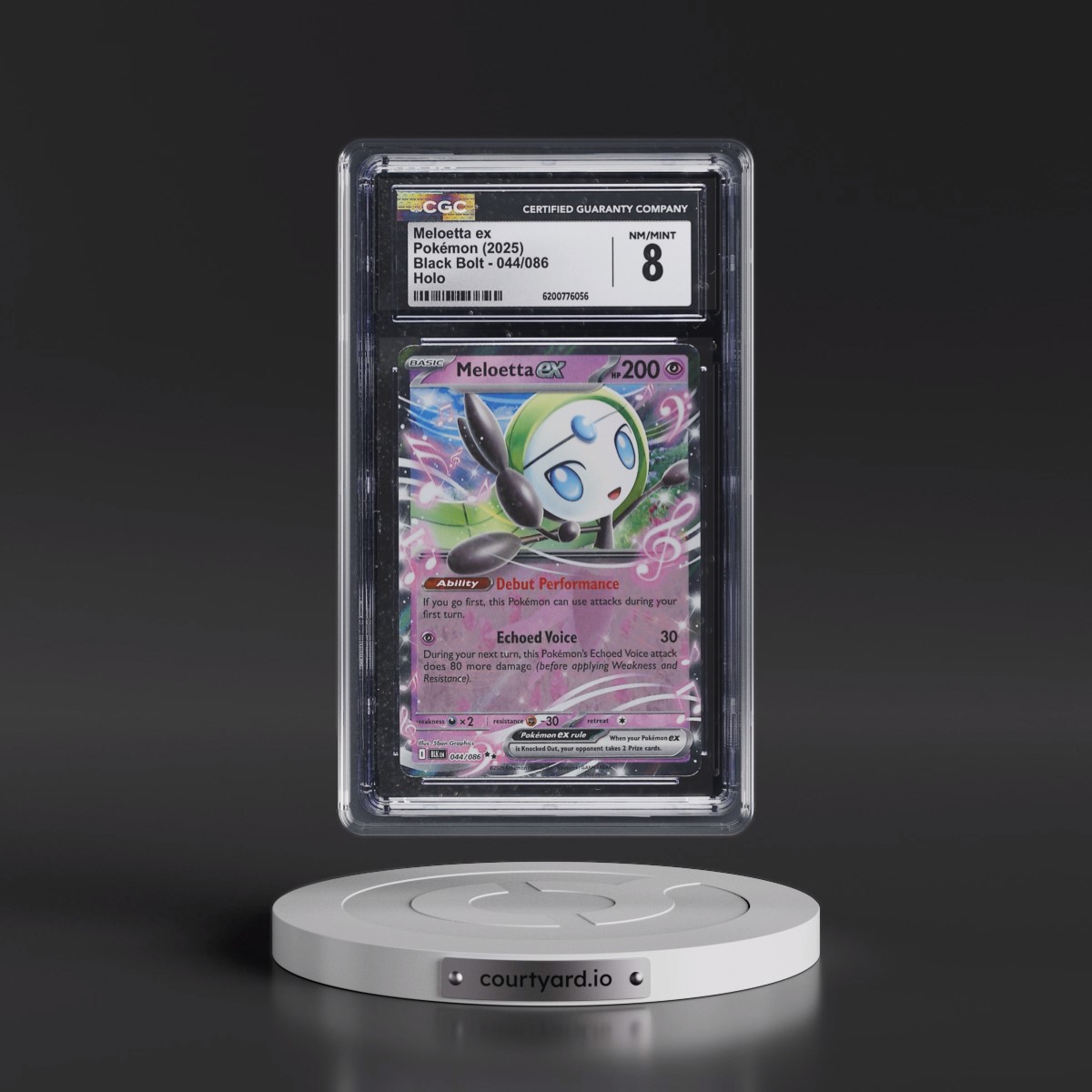 2025 Black Bolt - BLK EN Meloetta ex - Holo #044/086 CGC 8
