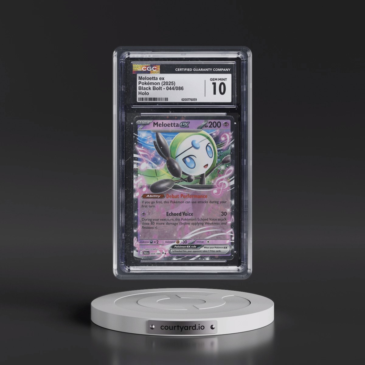 2025 Black Bolt - BLK EN #044/086 Meloetta ex - Holo (CGC 10 GEM MINT)