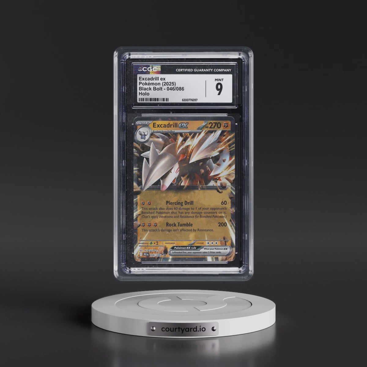 2025 Black Bolt - BLK EN #046/086 Excadrill ex - Holo (CGC 9 MINT)