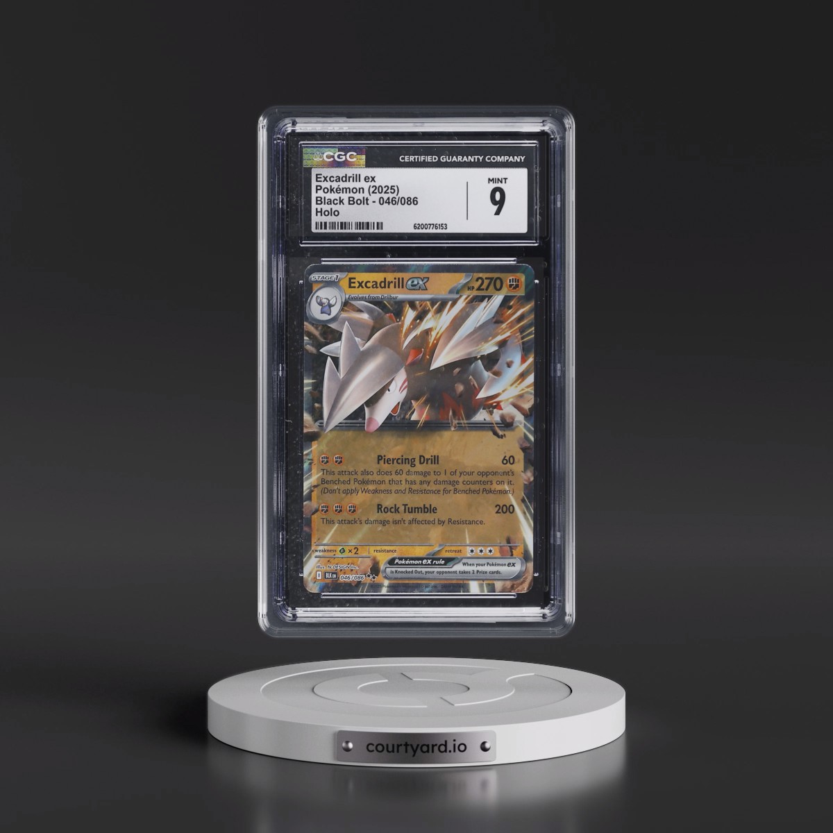 2025 Black Bolt - BLK EN #046/086 Excadrill ex - Holo (CGC 9 MINT)