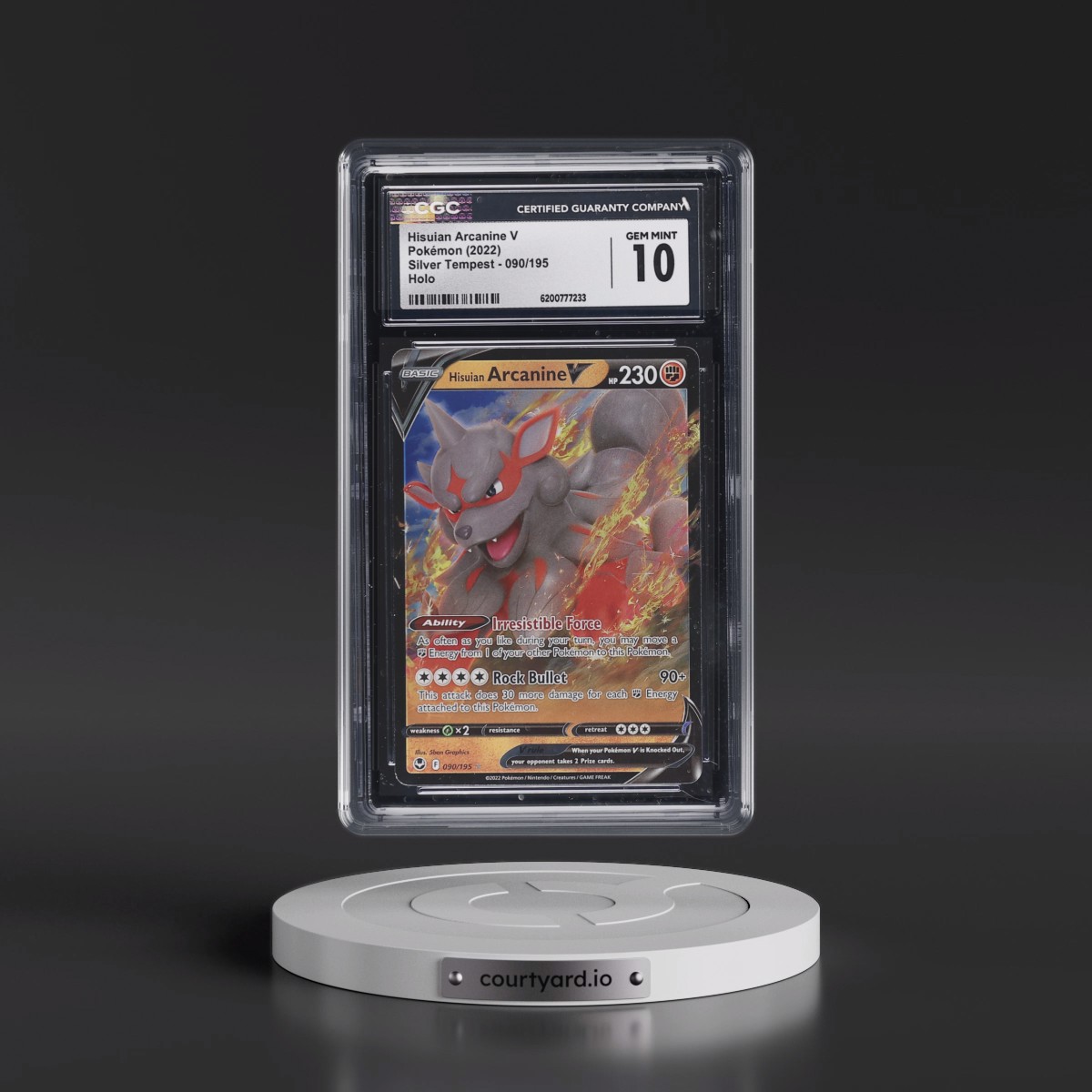 2022 Silver Tempest #090/195 Hisuian Arcanine V - Holo (CGC 10 GEM MINT)