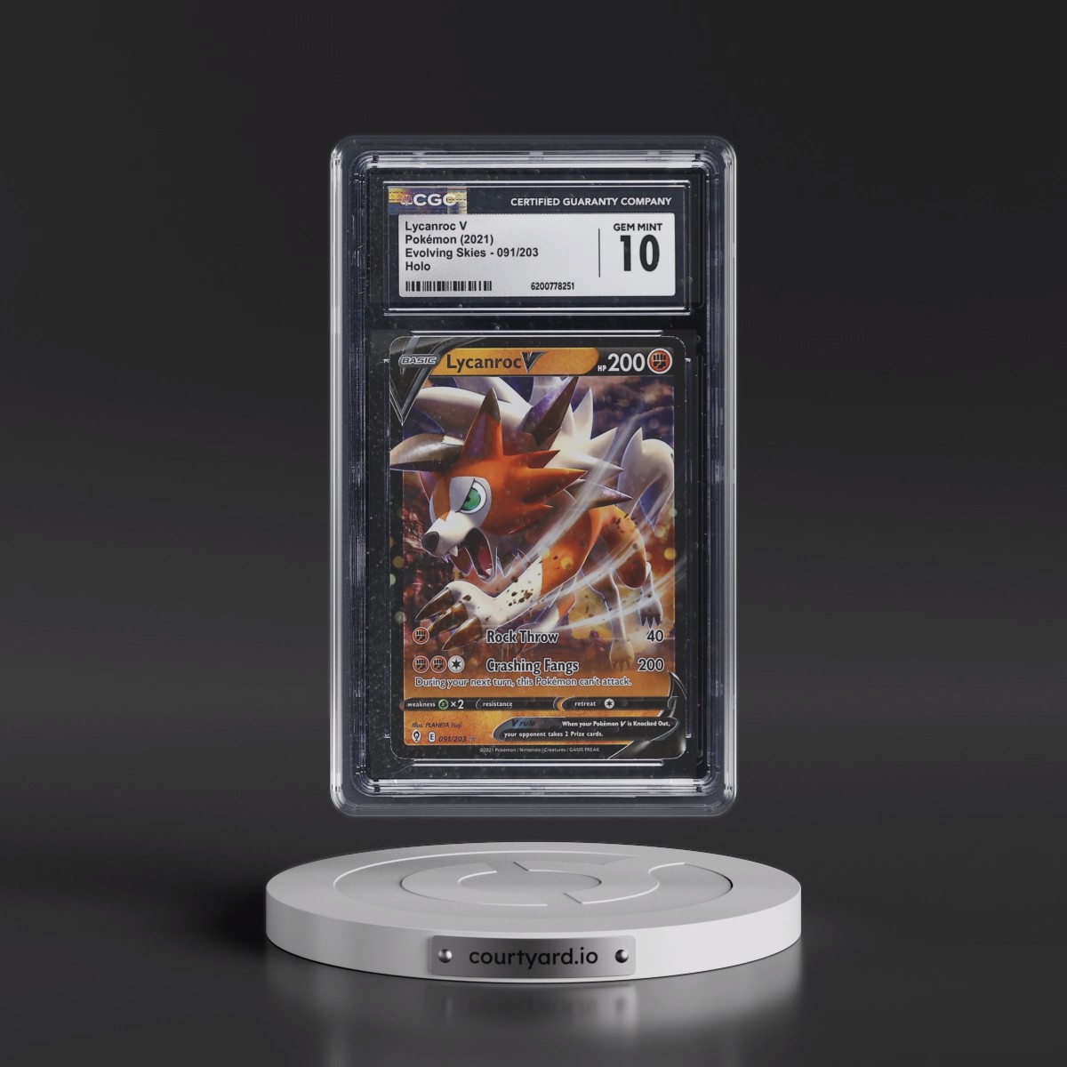 2021 Evolving Skies Lycanroc V - Holo #091/203 CGC 10
