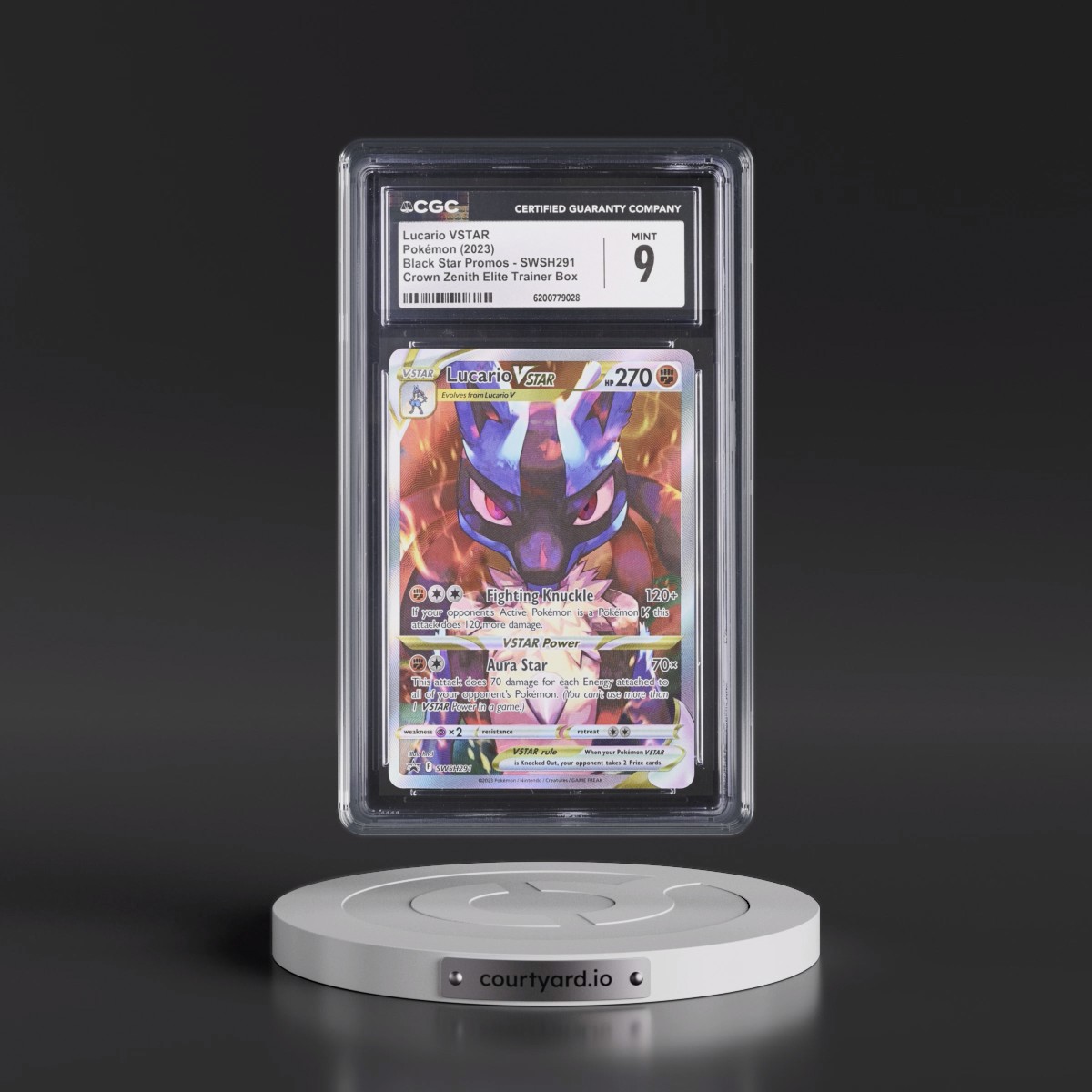 2017 Black Star Promos - Sword & Shield #SWSH291 Lucario VSTAR - Crown Zenith Elite Trainer Box (Holo) (CGC 9 MINT)