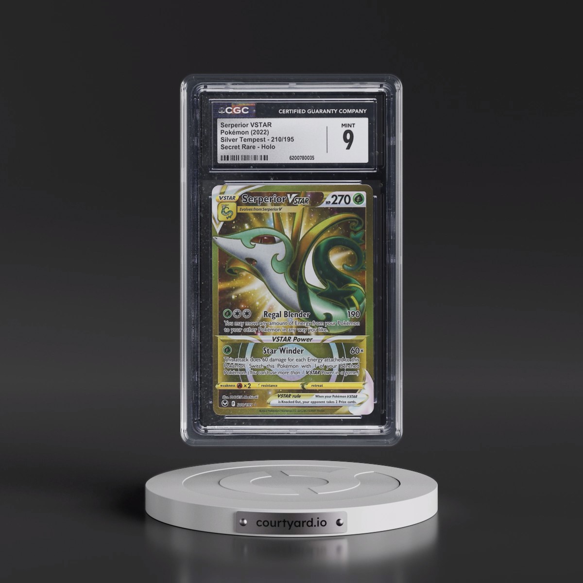 2022 Silver Tempest #210/195 Serperior VSTAR - Secret Rare Holo (CGC 9 MINT)