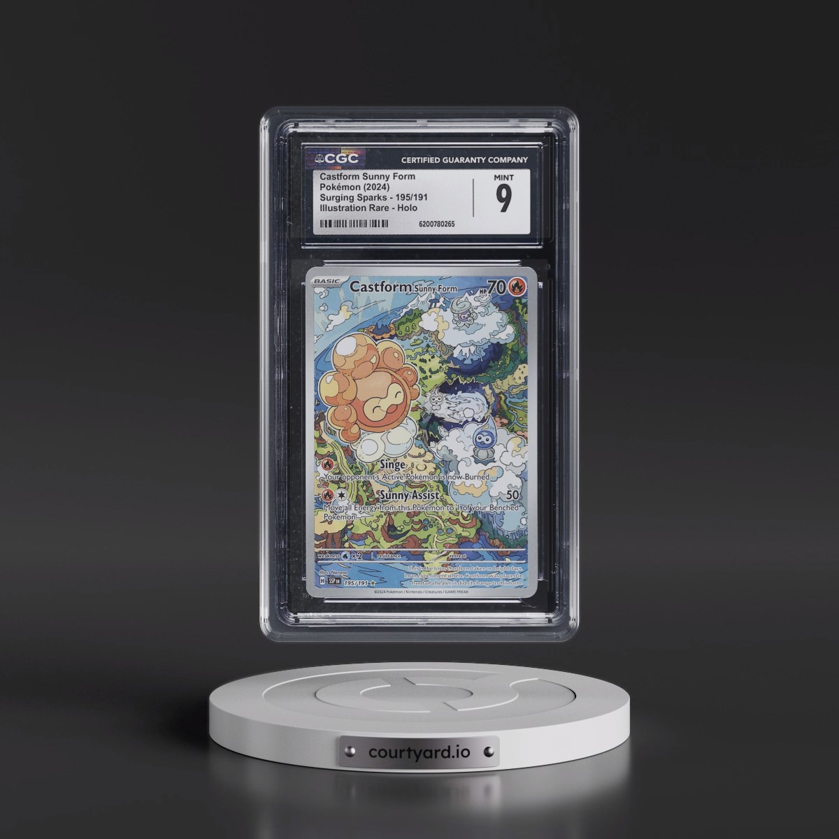2024 Surging Sparks - SSP EN #195/191 Castform Sunny Form - Illustration Rare Holo (CGC 9 MINT)