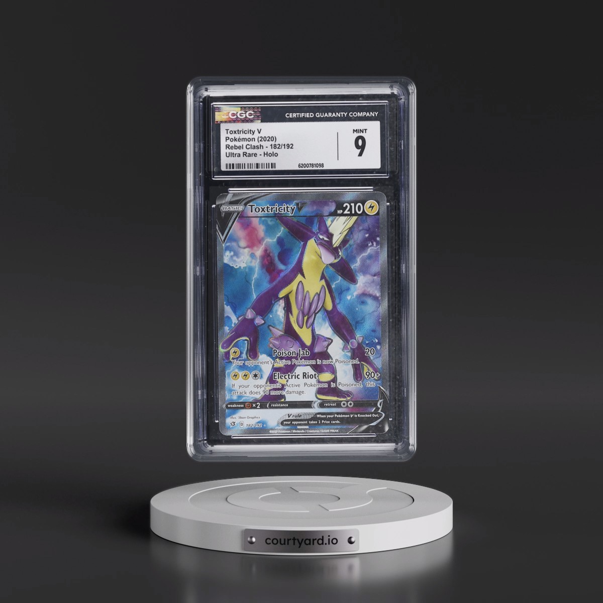 2020 Rebel Clash #182/192 Toxtricity V - Ultra Rare Holo (CGC 9 MINT)