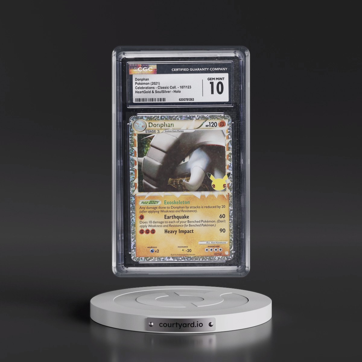 2021 Celebrations - Classic Collection Donphan - HeartGold & SoulSilver Holo #107/123 CGC 10