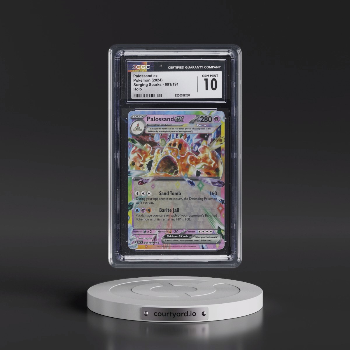 2024 Surging Sparks - SSP EN #091/191 Palossand ex - Holo (CGC 10 GEM MINT)