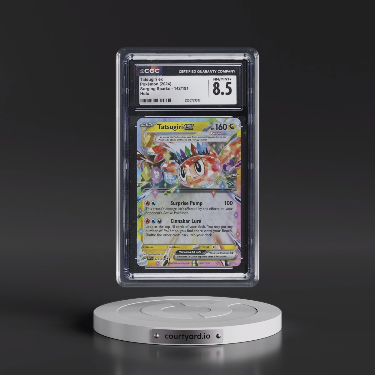 2024 Surging Sparks - SSP EN #142/191 Tatsugiri ex - Holo (CGC 8.5 NM-MT+)