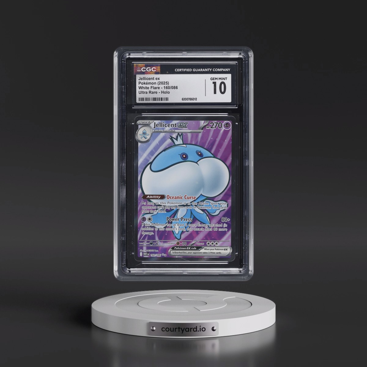 2025 White Flare - WHT EN Jellicent ex - Ultra Rare Holo #160/086 CGC 10