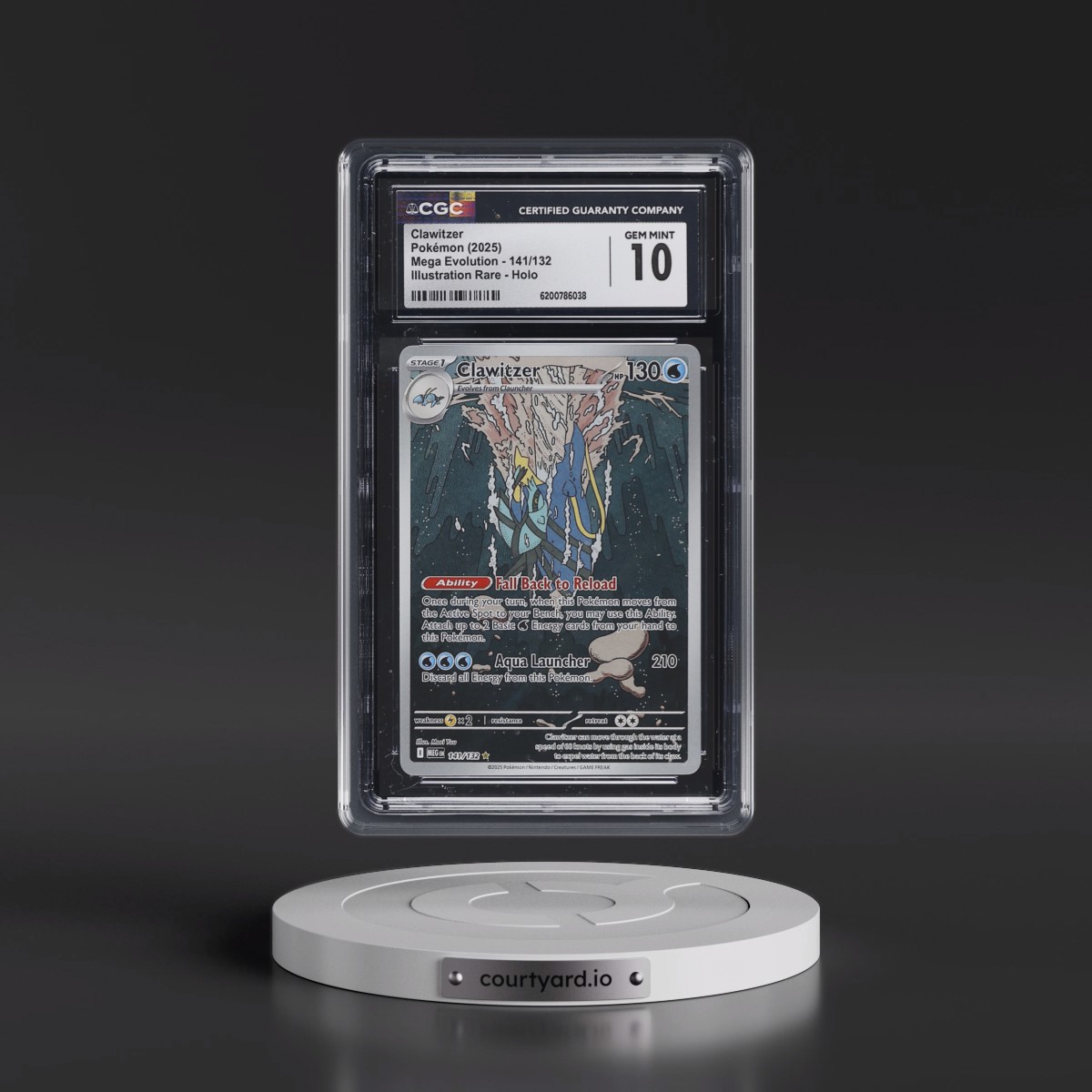 2025 Mega Evolution - MEG EN #141/132 Clawitzer - Illustration Rare Holo (CGC 10 GEM MINT)