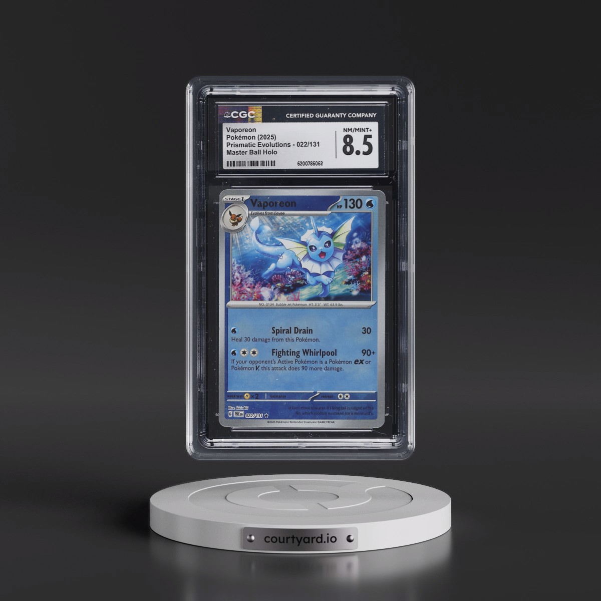 2024 Prismatic Evolutions - PRE EN Vaporeon - Master Ball Holo #022/131 CGC 8.5