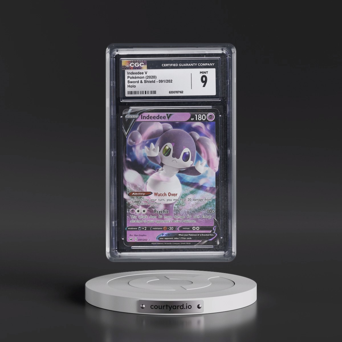 2020 Sword & Shield #091/202 Indeedee V - Holo (CGC 9 MINT)