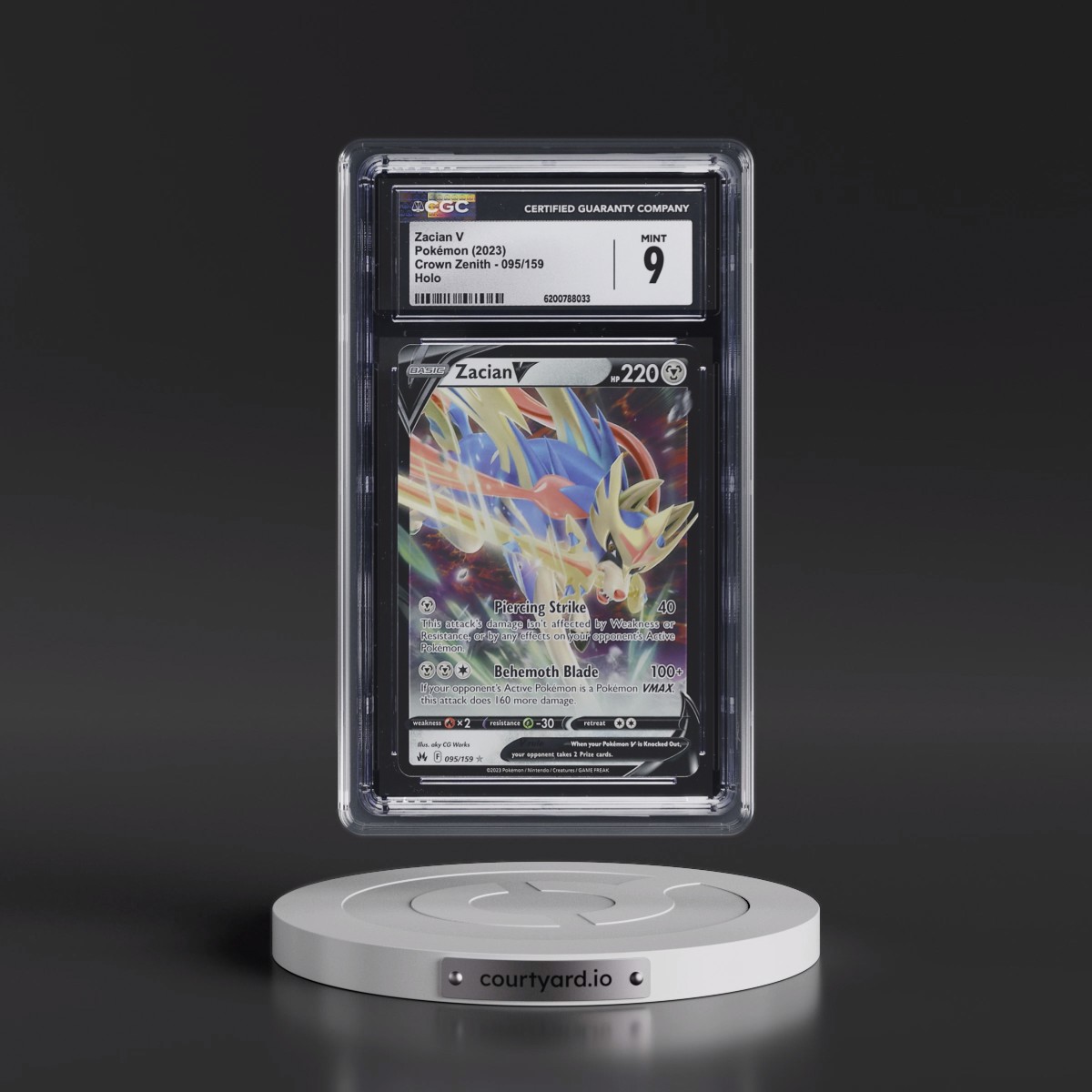 2023 Crown Zenith #095/159 Zacian V - Holo (CGC 9 MINT)