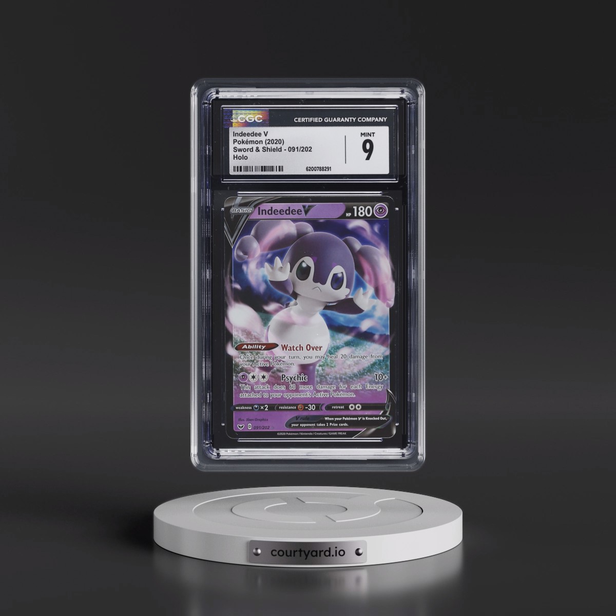 2020 Sword & Shield #091/202 Indeedee V - Holo (CGC 9 MINT)