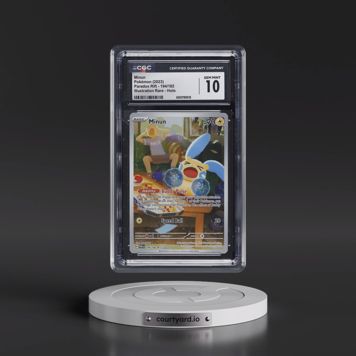 2023 Paradox Rift - PAR EN Minun - Illustration Rare Holo #194/182 CGC 10