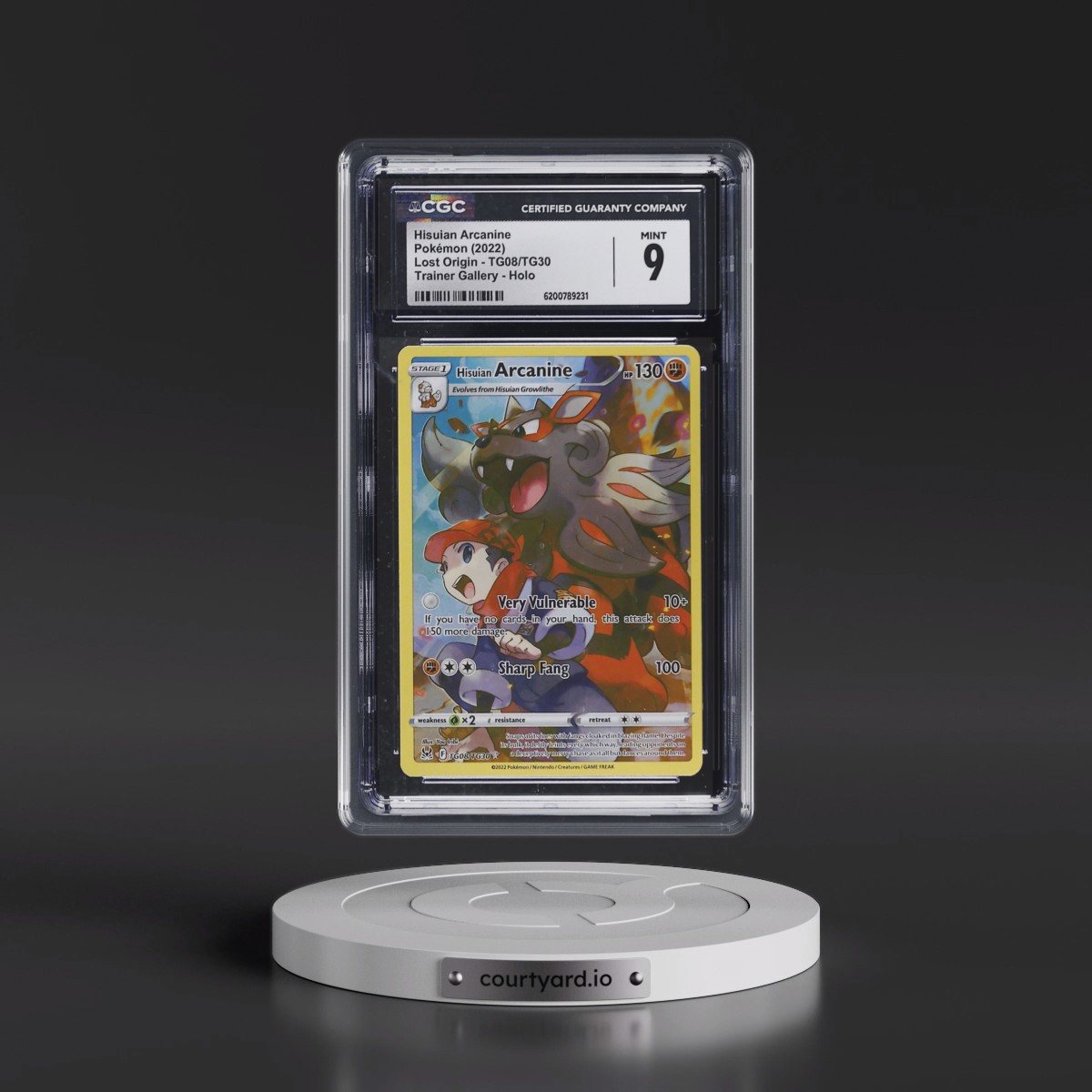 2022 Lost Origin #TG08/TG30 Hisuian Arcanine - Trainer Gallery Holo (CGC 9 MINT)