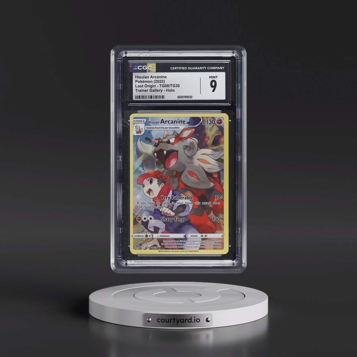 2022 Lost Origin #TG08/TG30 Hisuian Arcanine - Trainer Gallery Holo (CGC 9 MINT)