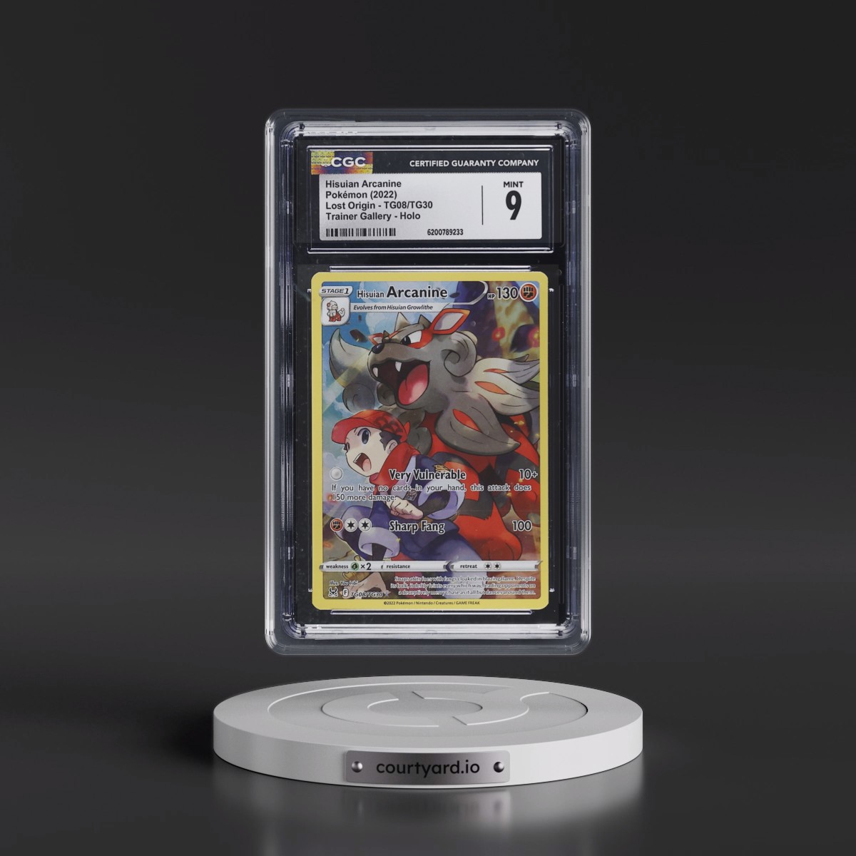 2022 Lost Origin #TG08/TG30 Hisuian Arcanine - Trainer Gallery Holo (CGC 9 MINT)