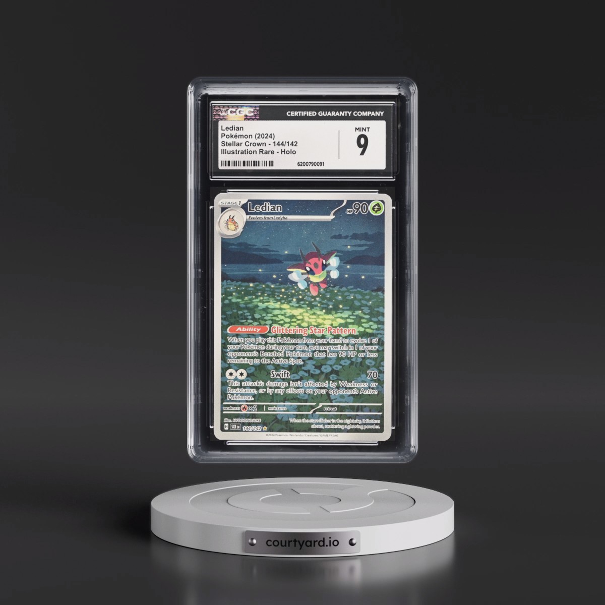 2024 Stellar Crown - SCR EN Ledian - Illustration Rare Holo #144/142 CGC 9