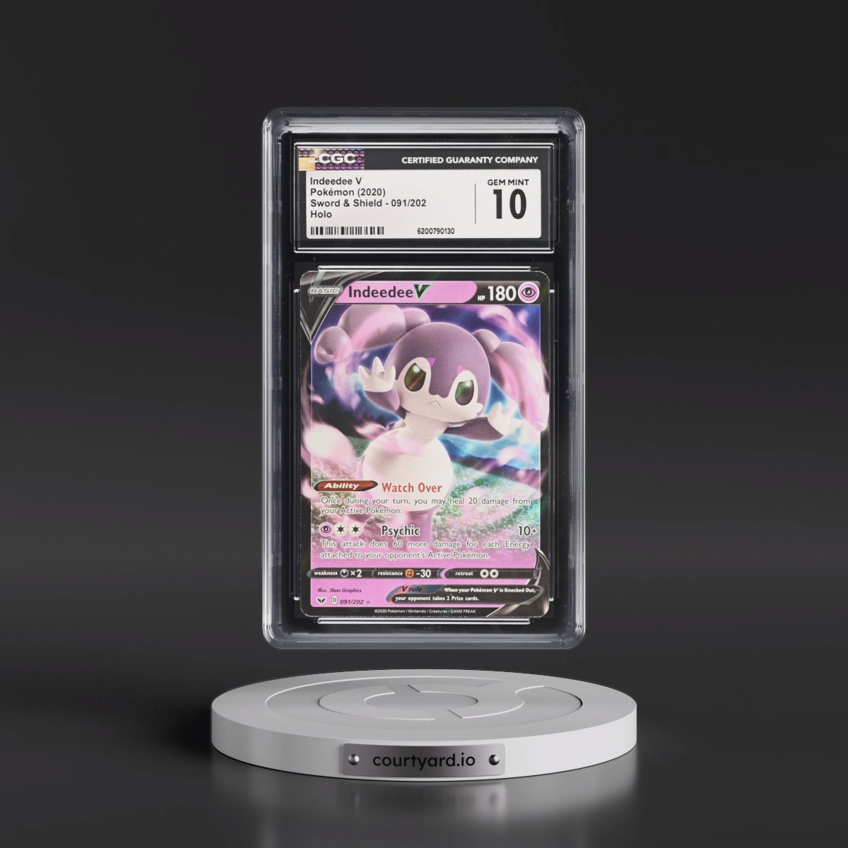 2020 Sword & Shield #091/202 Indeedee V - Holo (CGC 10 GEM MINT)