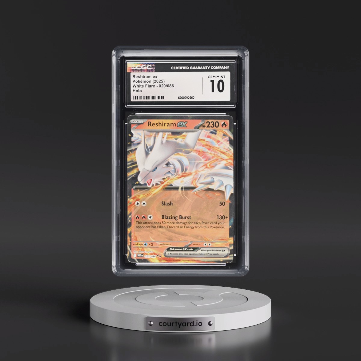 2025 White Flare - WHT EN #020/086 Reshiram ex - Holo (CGC 10 GEM MINT)