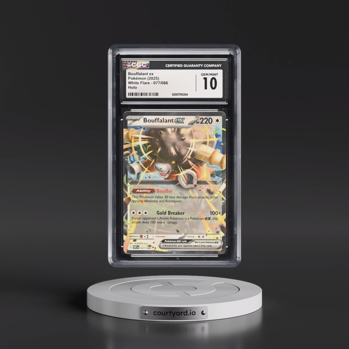 2025 White Flare - WHT EN #077/086 Bouffalant ex - Holo (CGC 10 GEM MINT)